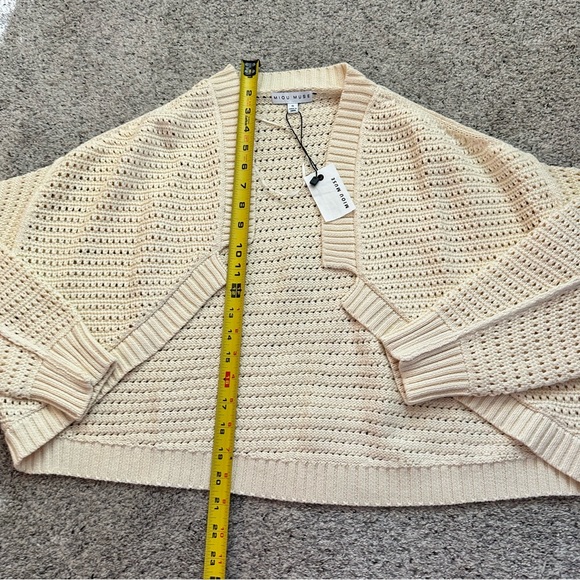 NWT Miou Muse Cream Open-Knit Cardigan - Picture 7 of 11
